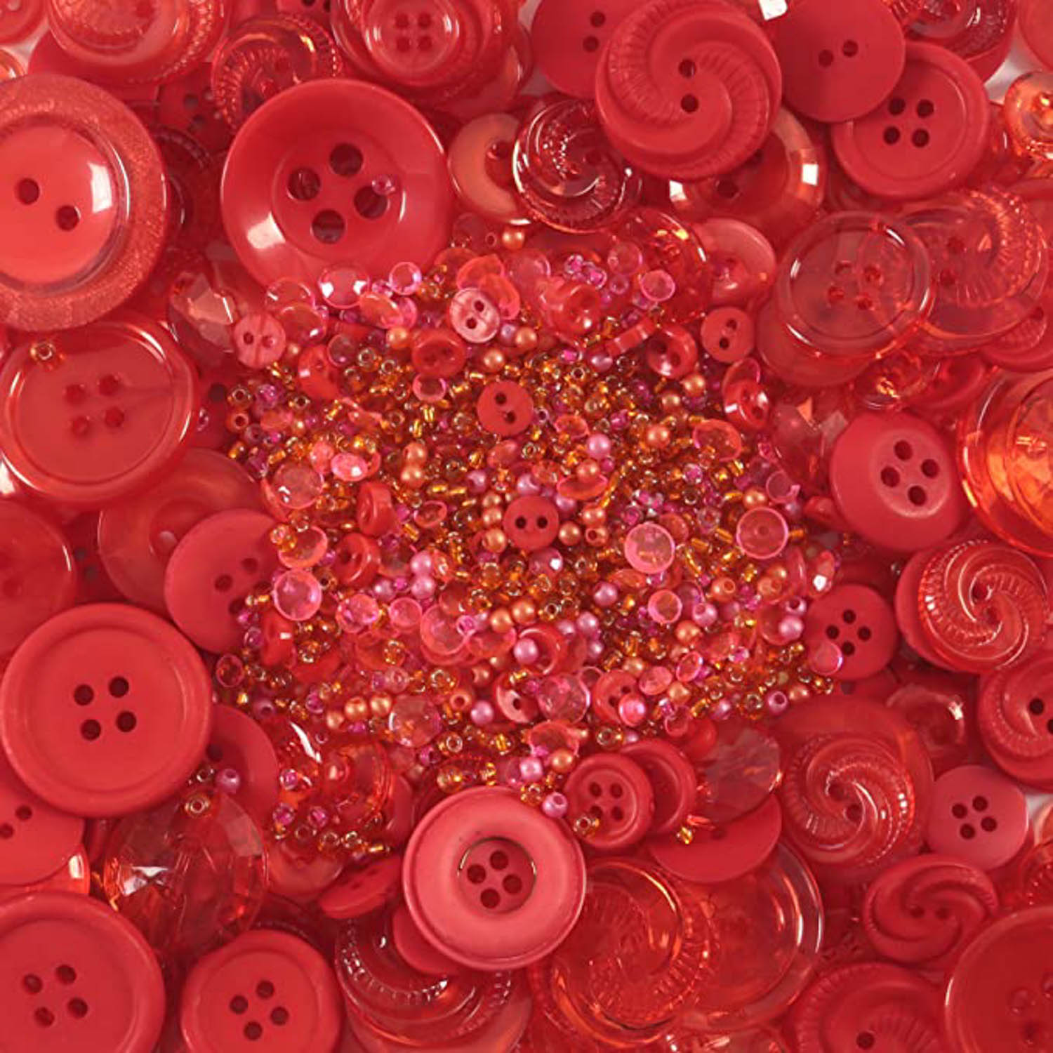 The Button Artist Buttons & Beads Bulk Pack Red