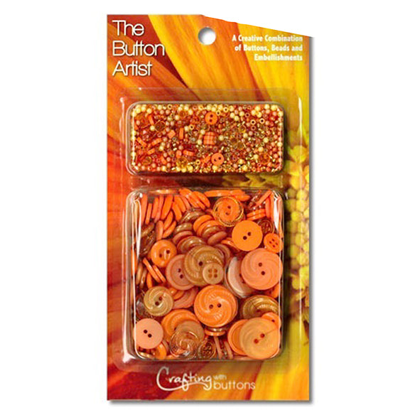 The Button Artist Buttons & Beads Bulk Pack Orange