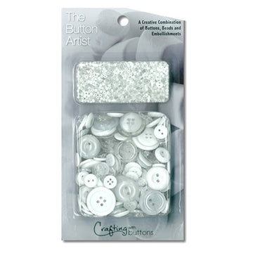 The Button Artist Buttons & Beads Bulk Pack White