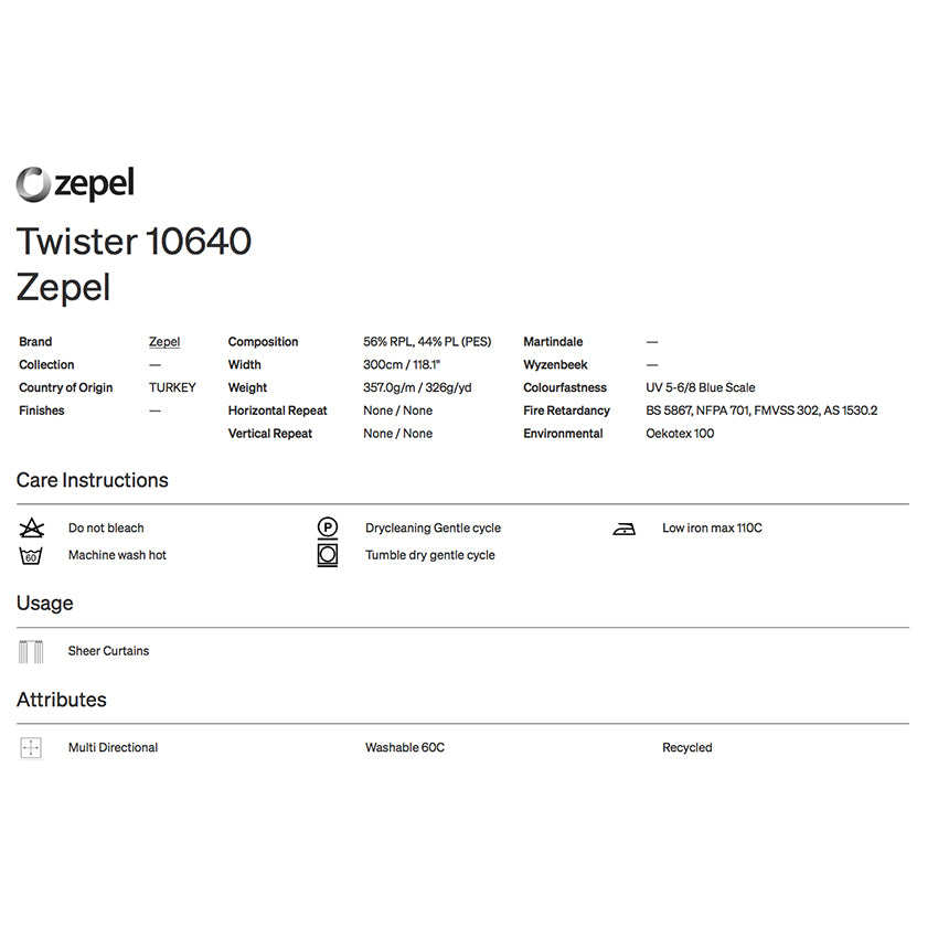 Twister by Zepel Curtain Sheer Fabric