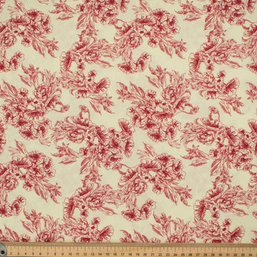 Victoria Red Collection #06 Sketch Flower on Cream Cotton Prints