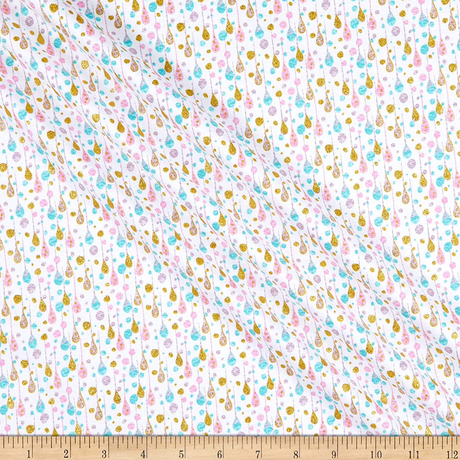 Fabric Editions Unicorn Sparkle Multi-Colour Raindrop Cotton Prints