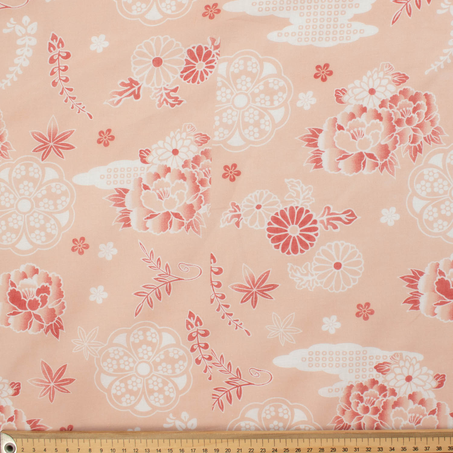 Border Printed Cotton Voile Design-4 Japanese Style Flowers on Purple Checks/Coral