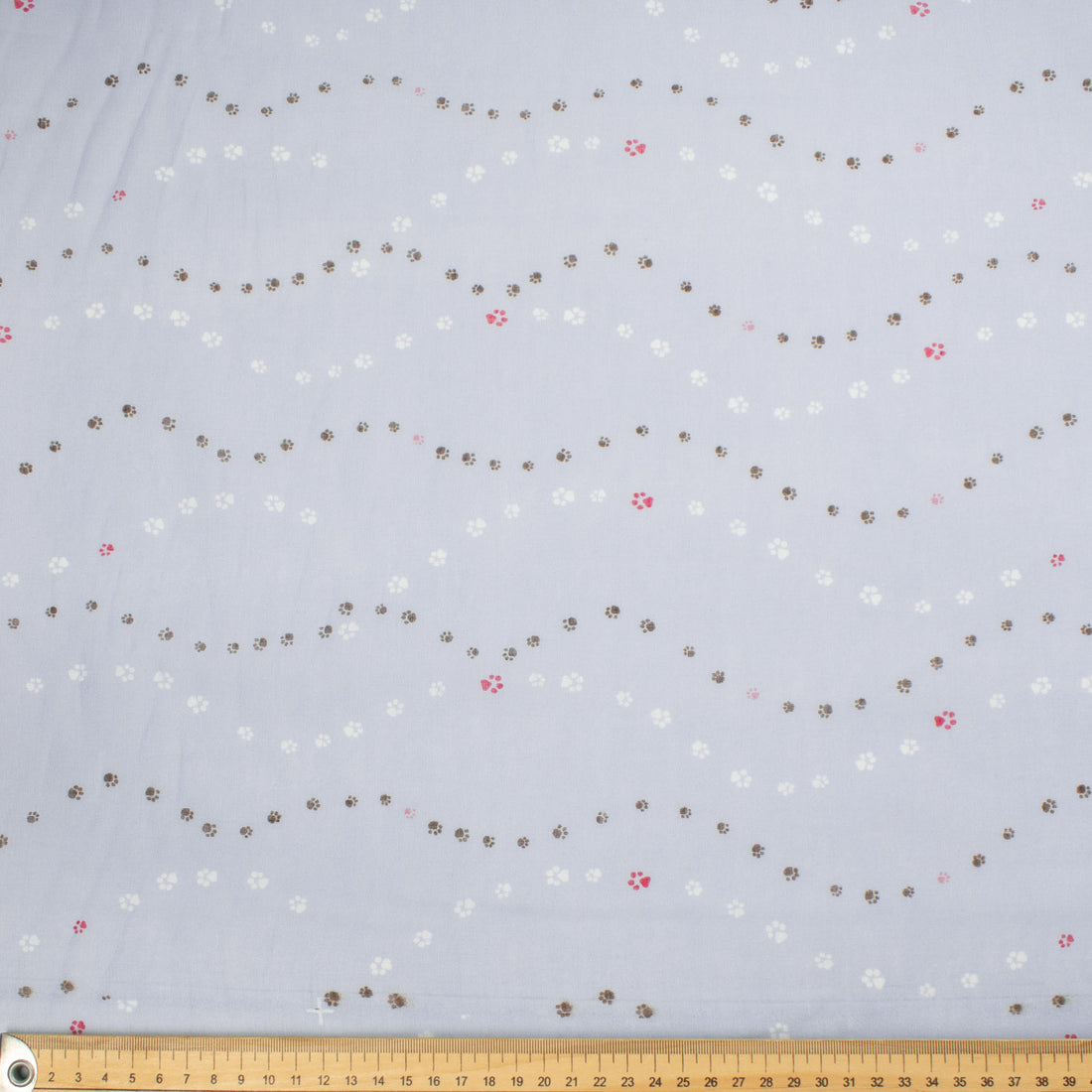 Border Printed Cotton Voile Design-12 Paw Stripes on Blue/Cats and Dogs on Pink & Cream Stripes