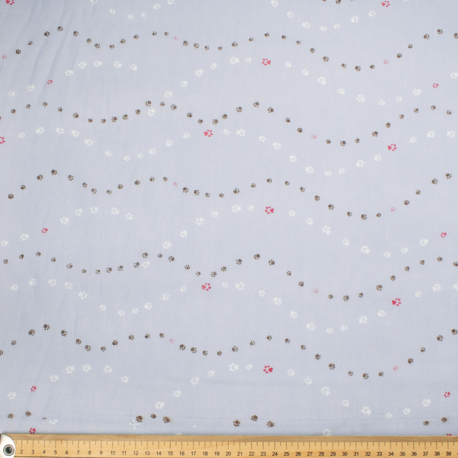 Border Printed Cotton Voile Design-12 Paw Stripes on Blue/Cats and Dogs on Pink & Cream Stripes
