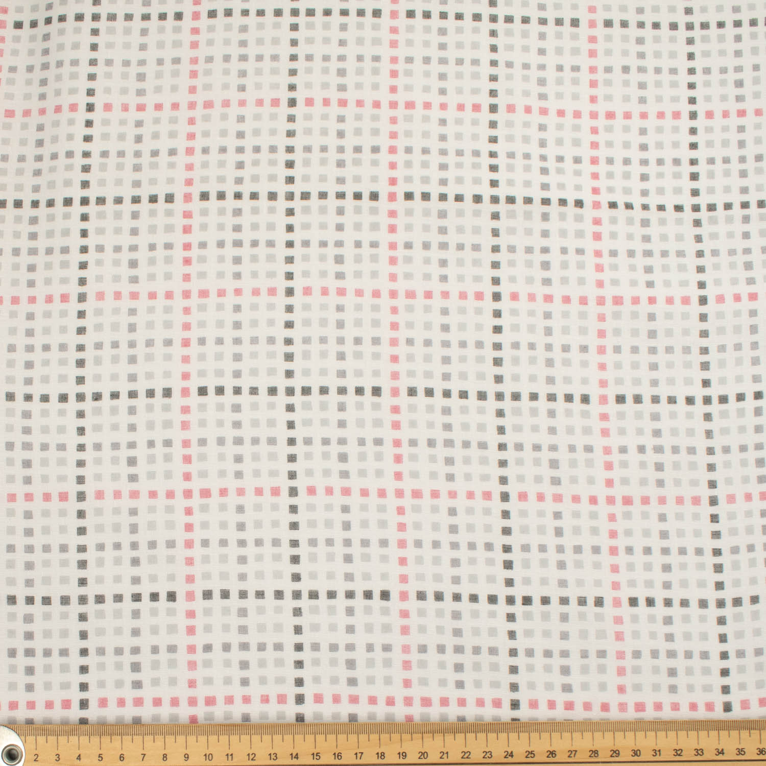 Border Printed Cotton Voile Design-15 Grey & Pink Checks/Grey Roses on Pink