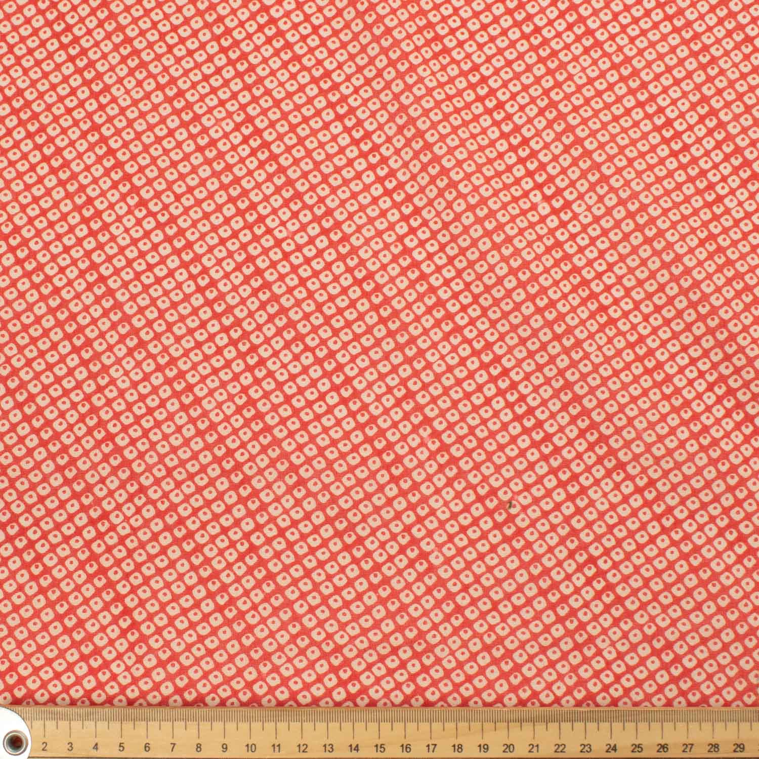 Border Printed Cotton Voile Design-29 Red Flowers on White/Cream Dots on Red