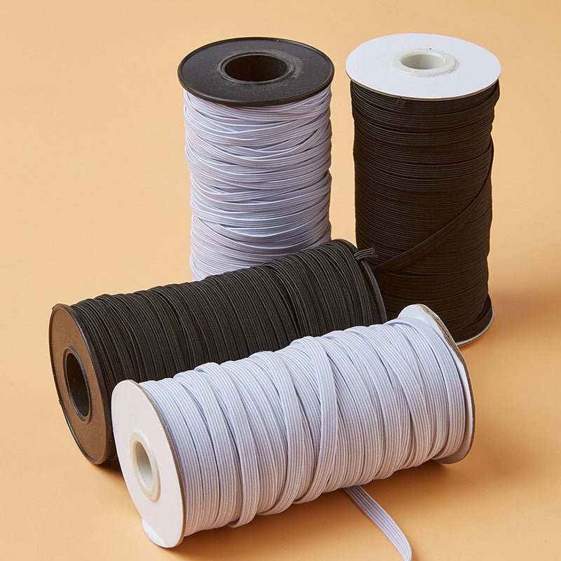 8mm Braided Elastic 100M Roll– Black and White