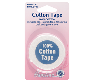 Cotton Tape - 6mm White