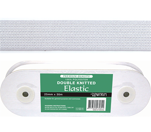 Uni-Trim Elastic Double Knitted - 20mm White