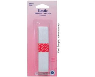 Hemline Elastic - General Purpose Knitted - 20mm x 1m White