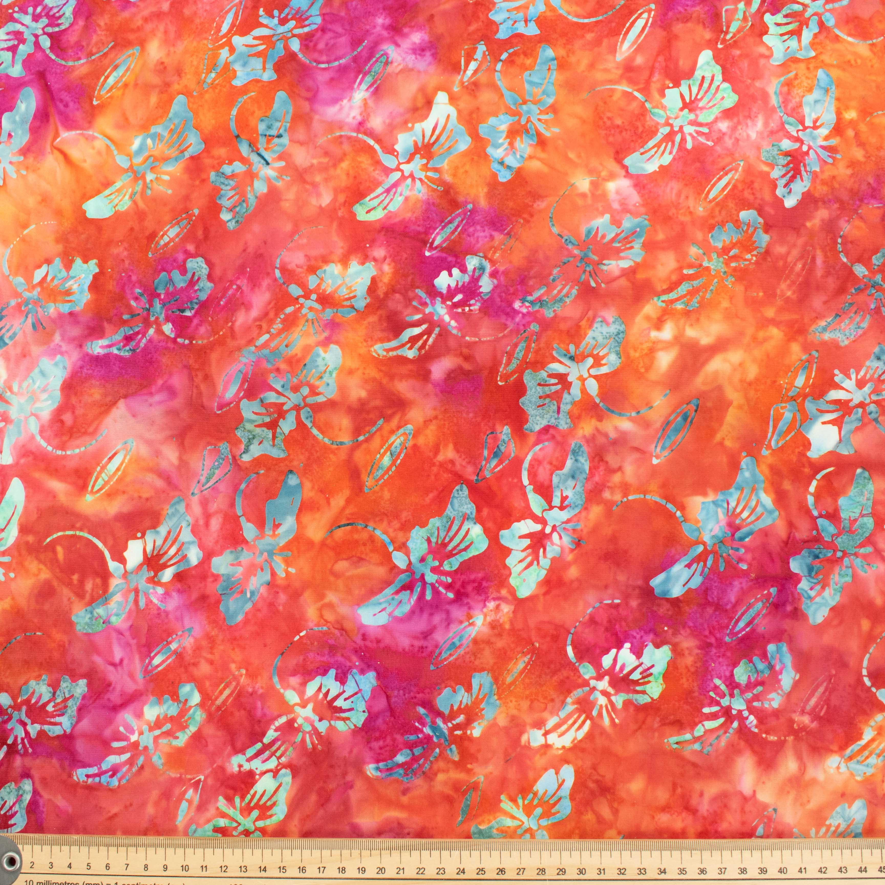 Handmade Batik Fabric-9 Multi-Colour Floral Cotton Prints