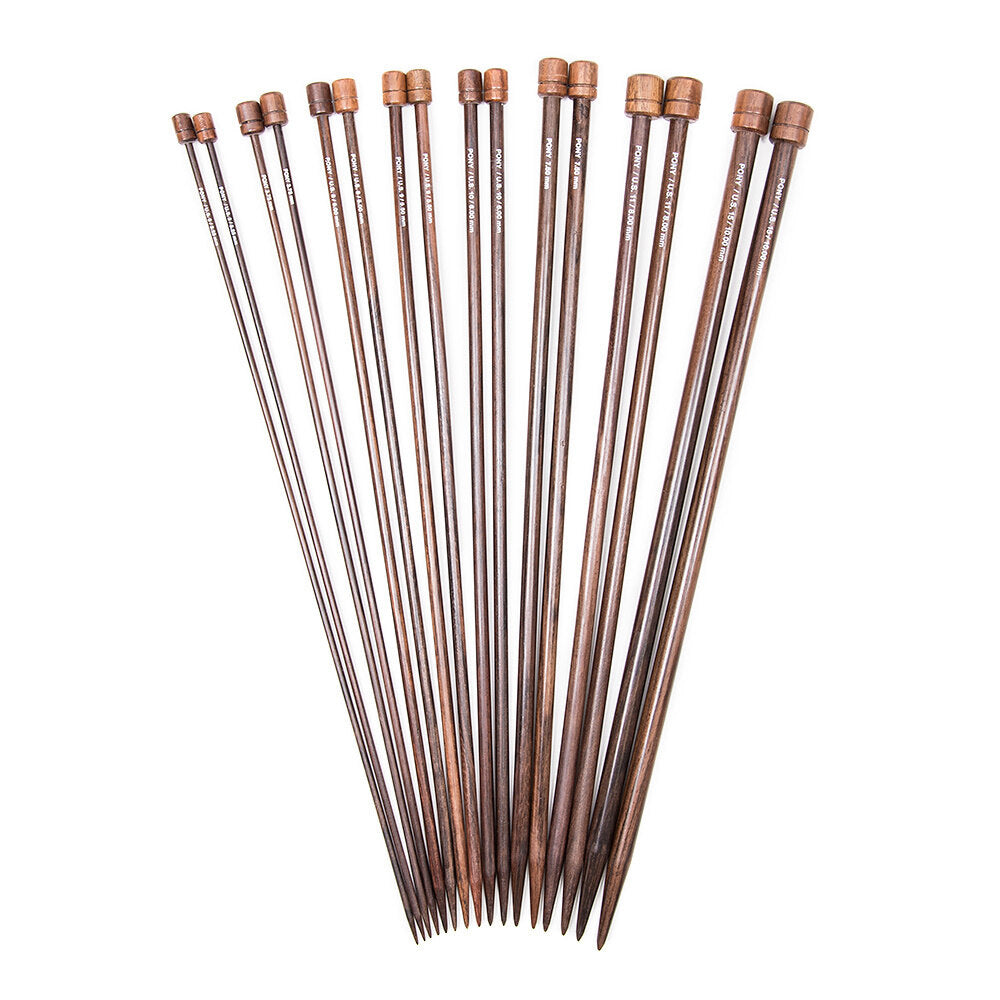 Pony Single Pointed Rosewood Knitting Needles 35cm