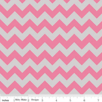 Riley Blake Designs Small Chevron Pink & Grey Cotton Prints