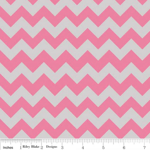 Riley Blake Designs Small Chevron Pink & Grey Cotton Prints