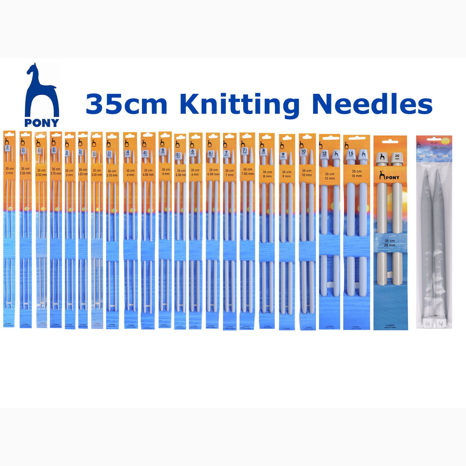 Pony Single Pointed Knitting Needles 35cm