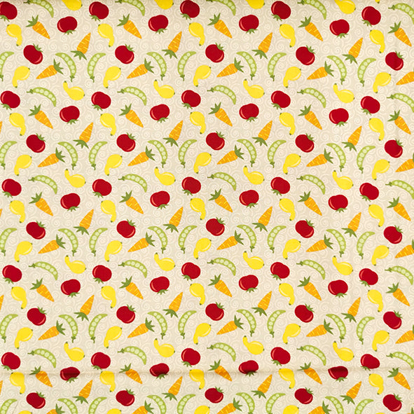 South Sea Imports Garden Patch Vegetable on Cream Cotton Prints