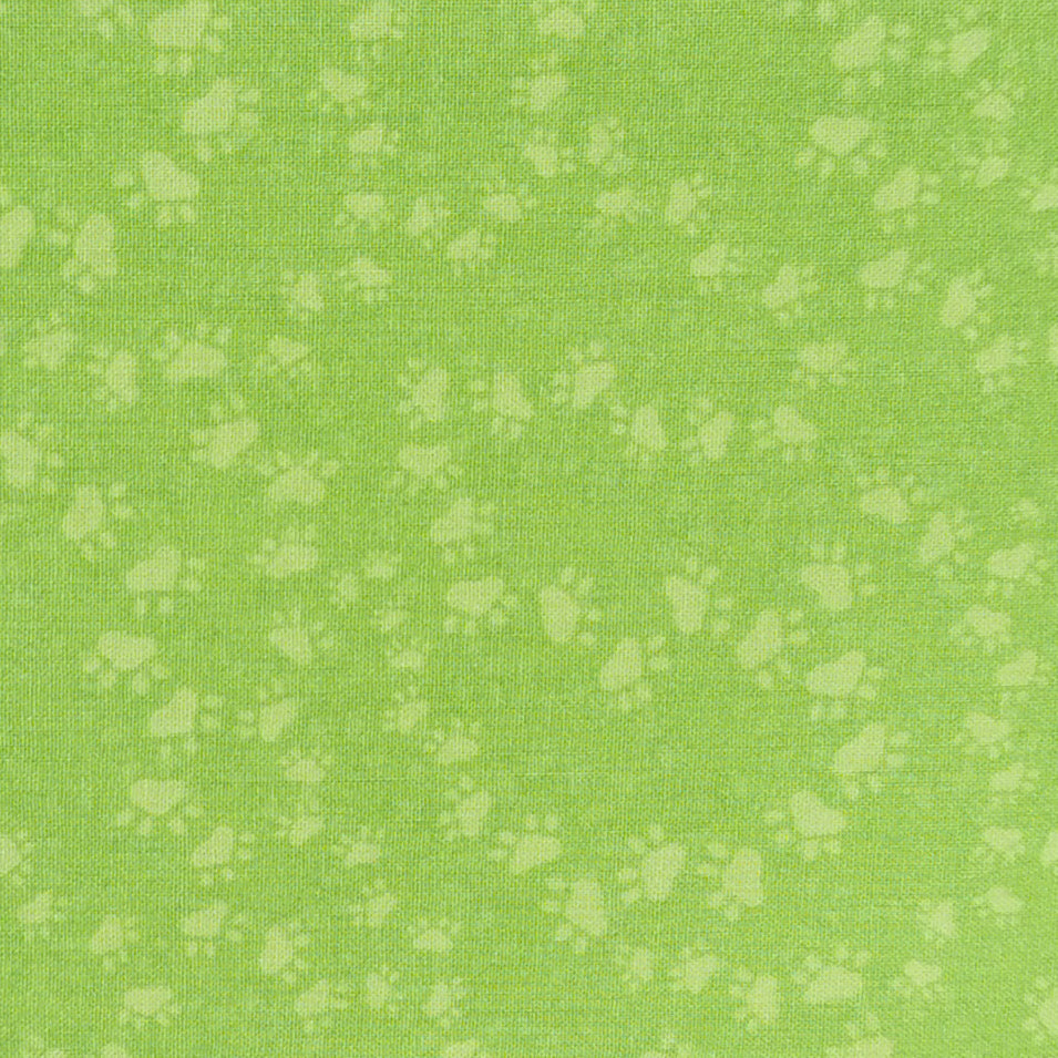 South Sea Imports The Cat Meow Green Cat's Paws Cotton Prints