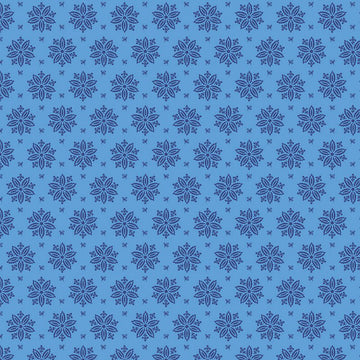 Stof Fabrics Tiled Up Blue Flowers Cotton Prints