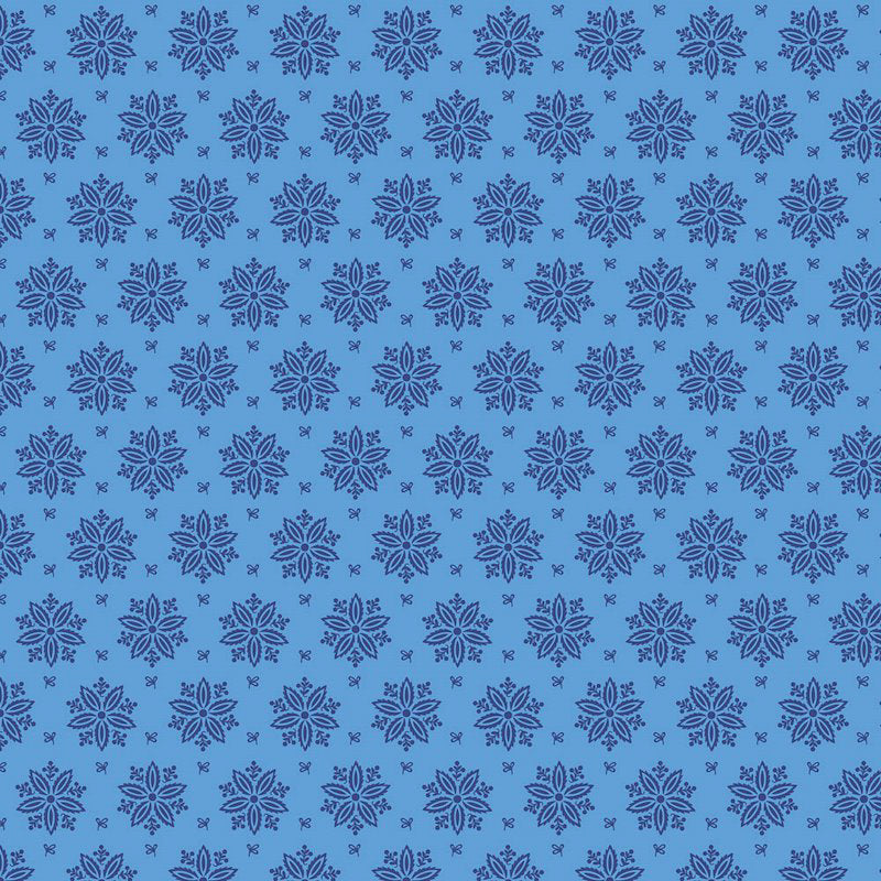 Stof Fabrics Tiled Up Blue Flowers Cotton Prints