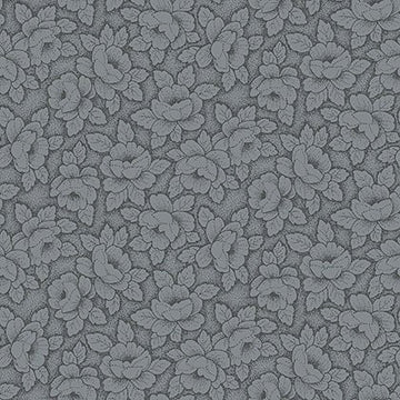Stof Fabrics Colourflow Charcoal Flowers with Leaves Cotton Prints