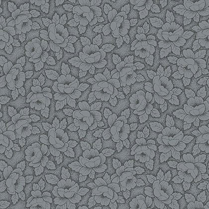 Stof Fabrics Colourflow Charcoal Flowers with Leaves Cotton Prints