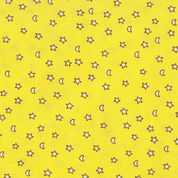 Stof Fabrics Memory Mass Yellow Moon Stars Cotton Prints