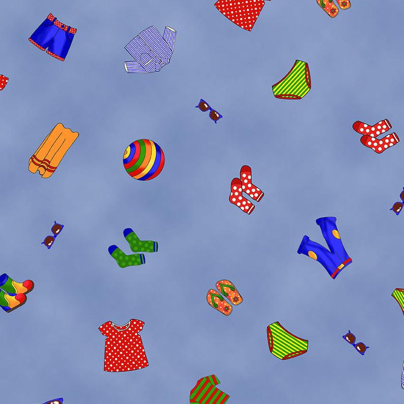 Stof Fabrics Your Little World Washing Denim Cotton Prints