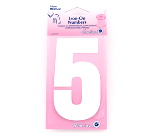Hemline Iron On Number M - 10cm - White 5
