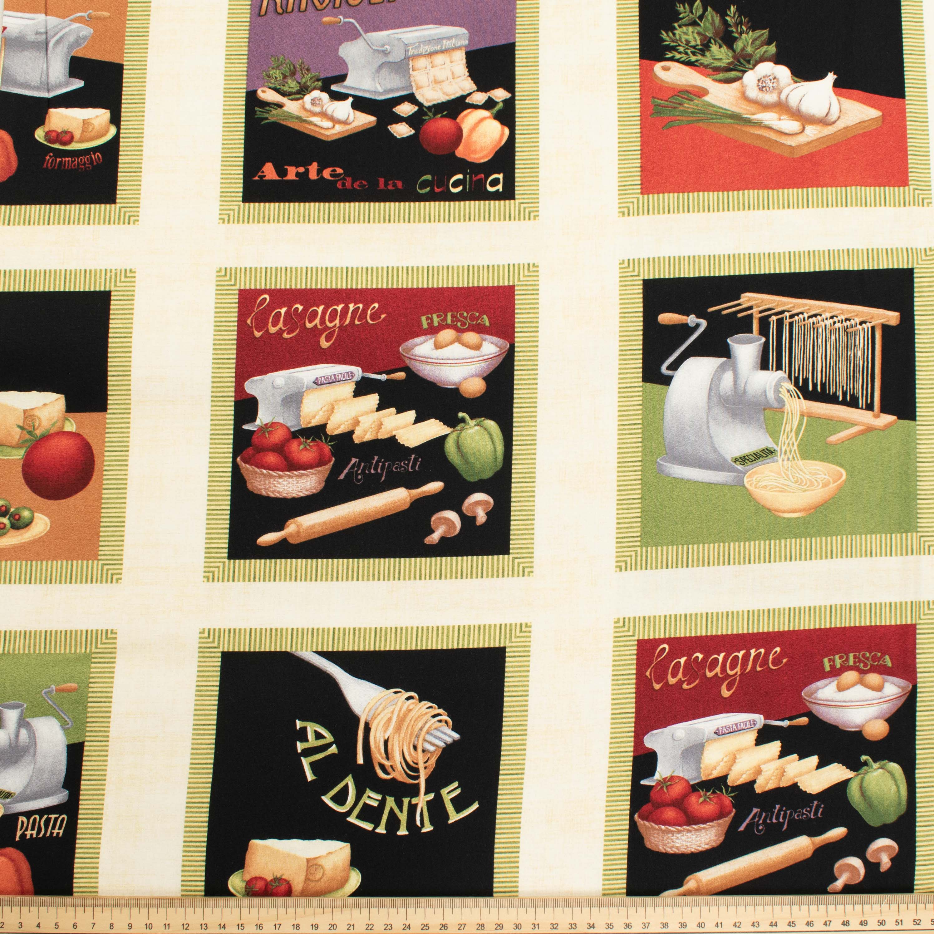 Wilmington Prints Kitchen Food on Checks Cotton Prints