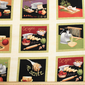 Wilmington Prints Kitchen Food on Checks Cotton Prints