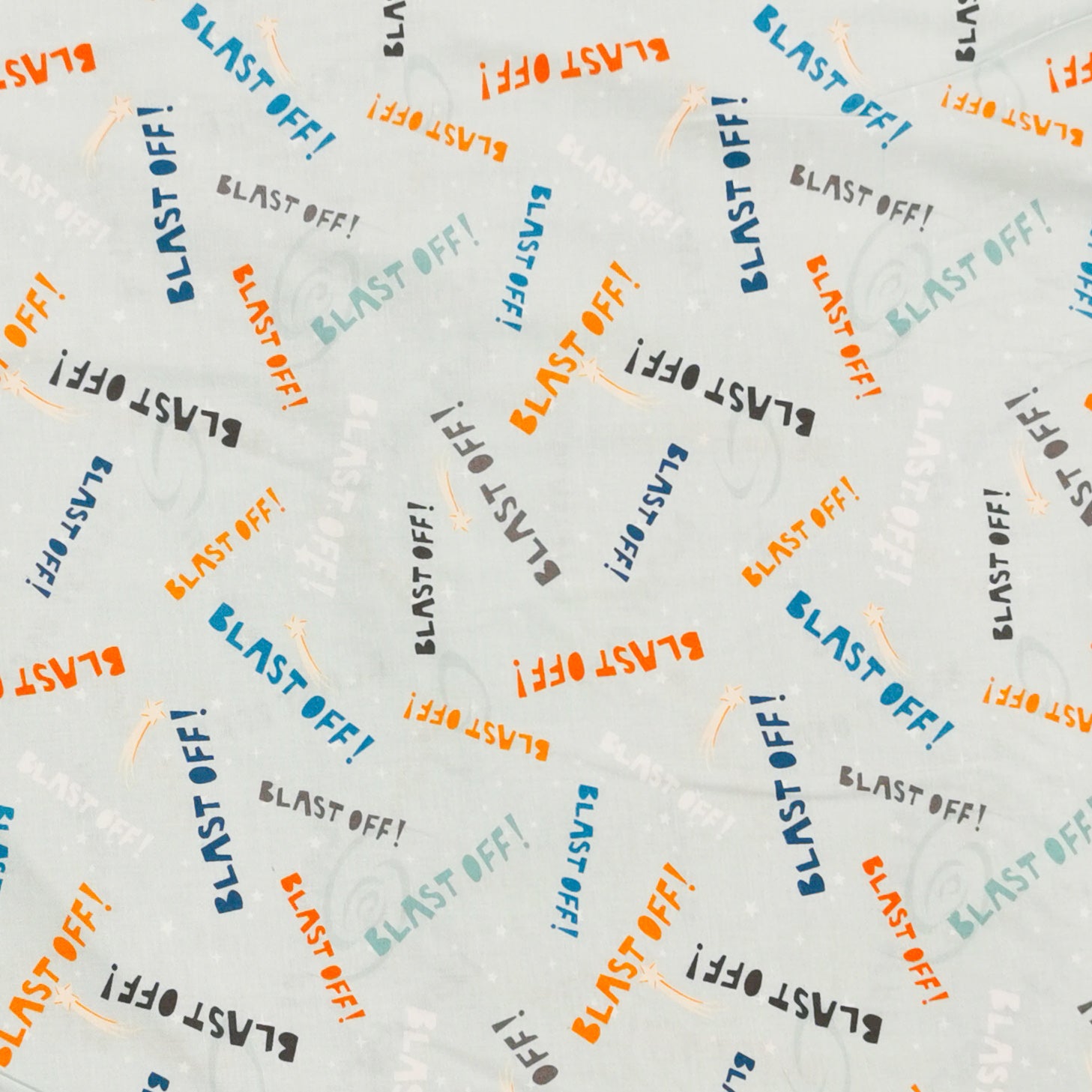 Wilmington Prints Bluest Off Letters on Sky Blue Cotton Prints