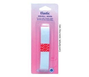 Hemline Elastic Non-Roll Woven - White 20mm x 1m